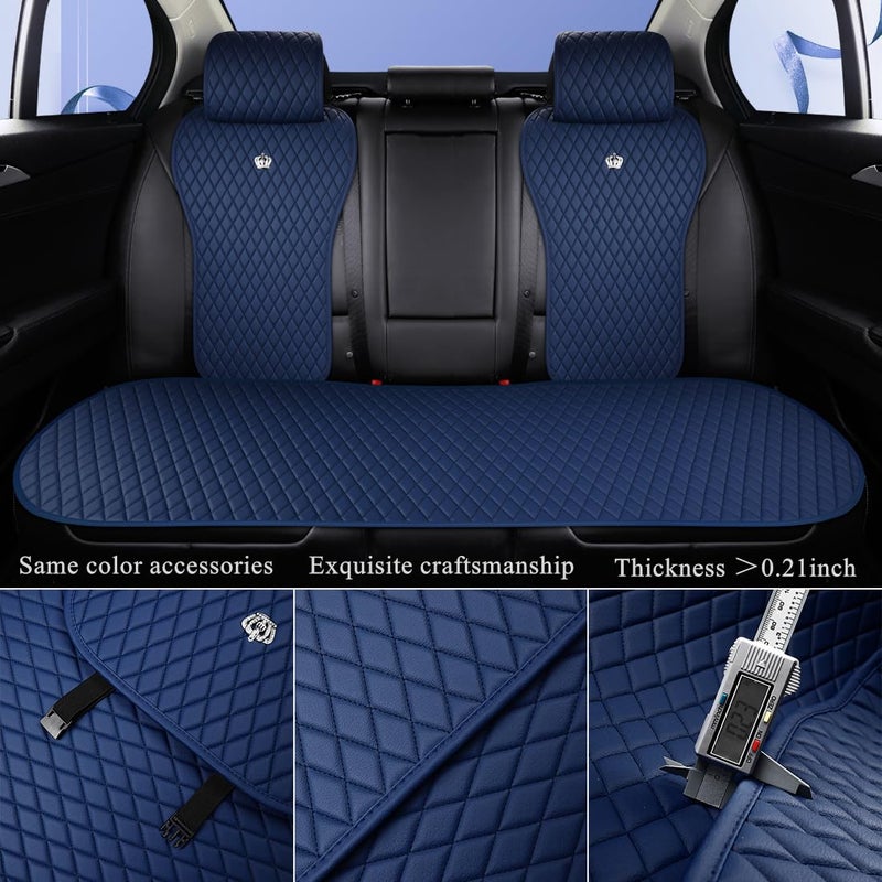 Red Rain Leather Seat Cover Universal Seat Covers with Crown Car Seat Protector Fit Car/Auto/Truck/SUV Blue 2/3 Covered (Dark Blue) - Image 3